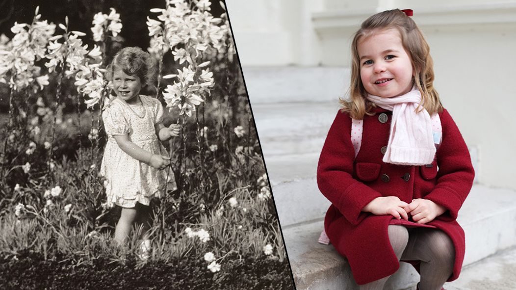 Královna Alžběta II. a princezna Charlotte prostredni