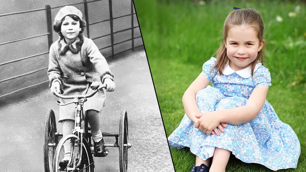 Královna Alžběta II. a princezna Charlotte vetsi