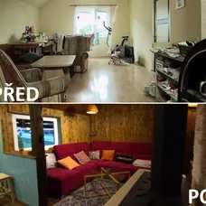 PŘED A PO - obývací pokoj
