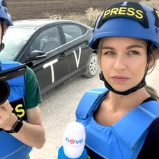 Kameraman Petr Volavka a reportérka Kateřina Vodvářková