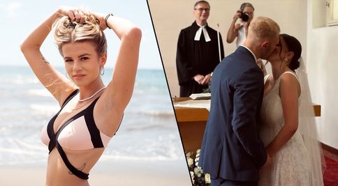 Bombshell z Love Islandu se vdala. K oltáři šla s těhotenským bříškem