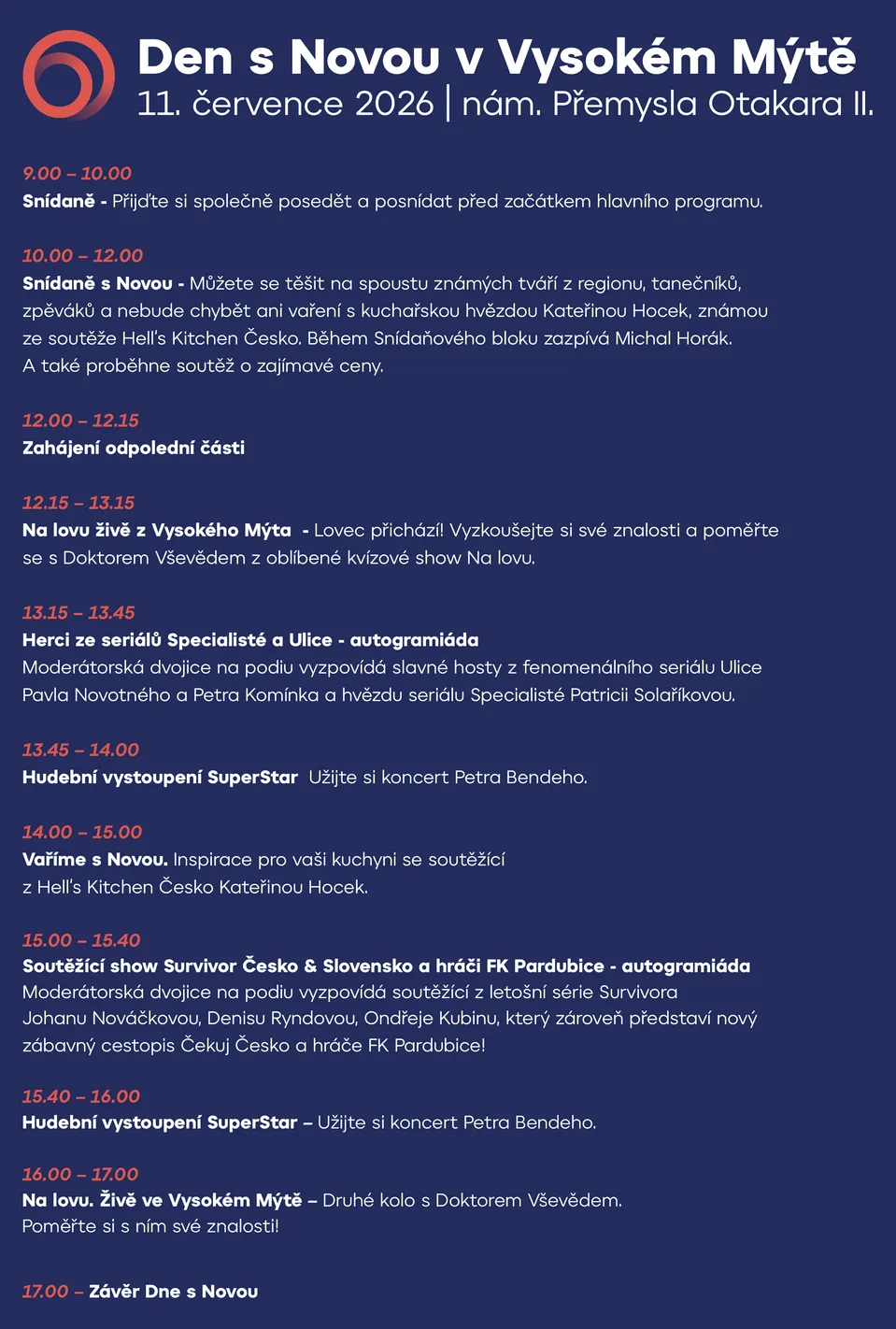 Den s Novou - program Vysoké Mýto