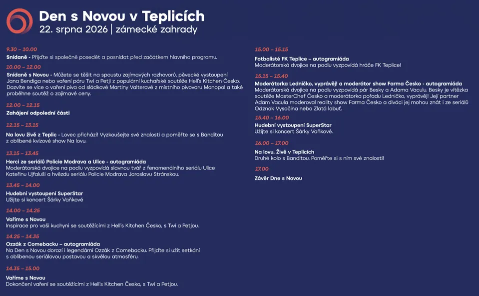 Den s Novou v Teplicích, program