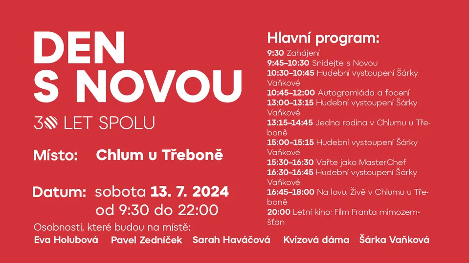 Den s Novou - Chlum u Třeboně program