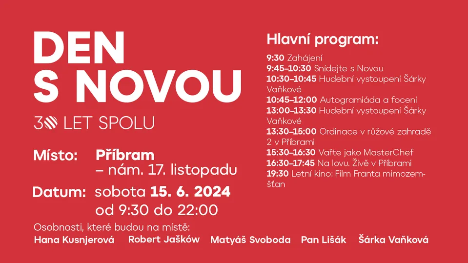 Den s Novou - změna programu Příbram