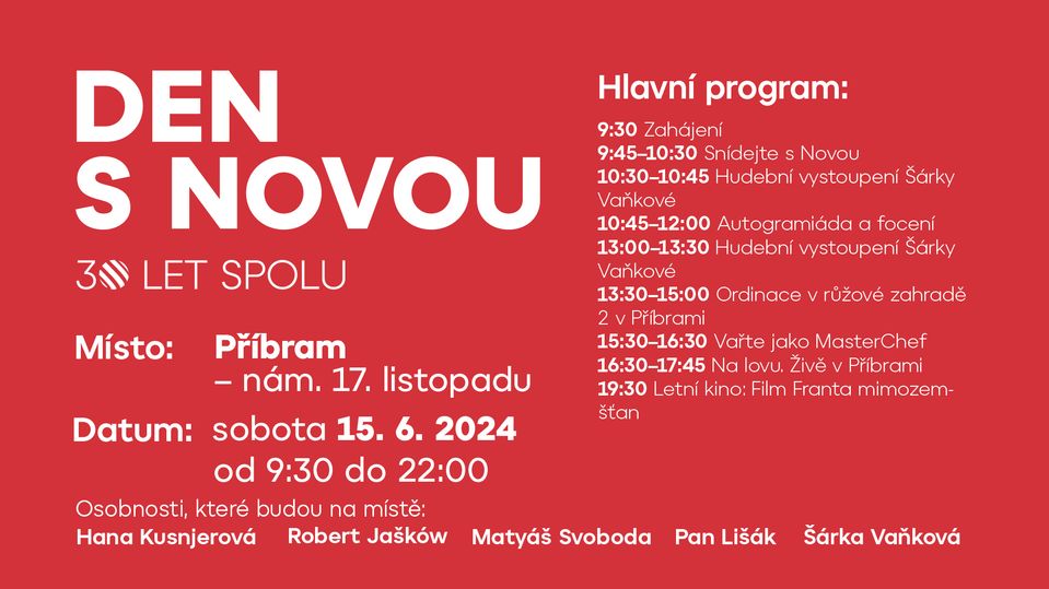 Den s Novou - změna programu Příbram