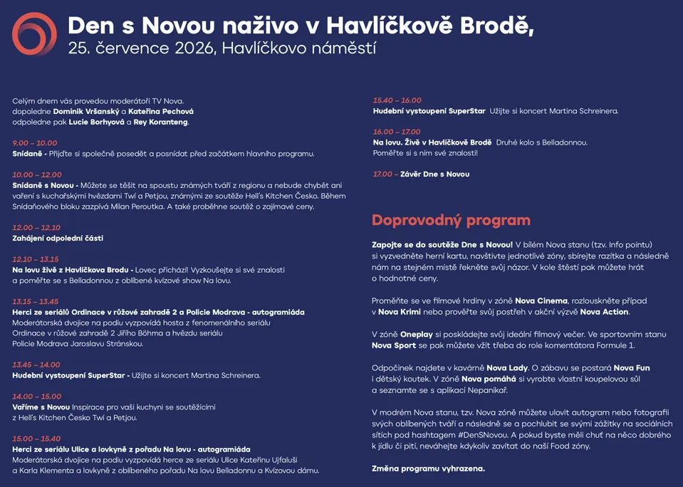 Den s Novou v Havlíčkově Brodě, program