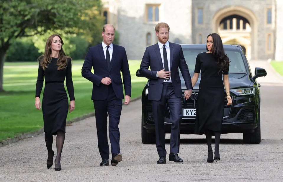Setkání královské čtyřky Williama, Harryho, Kate a Meghan ve Windsoru.