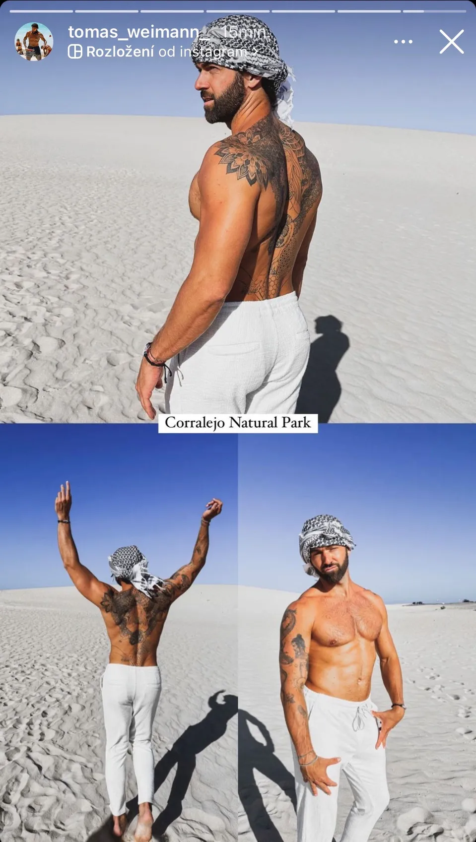Vítěz Survivor Tomáš Weimann v poušti.