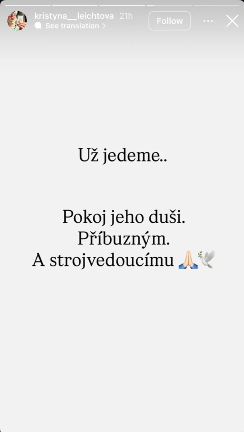 Instagramové story Kristýny Leichtové