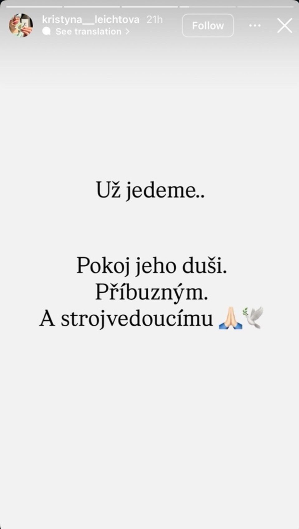 Instagramové story Kristýny Leichtové