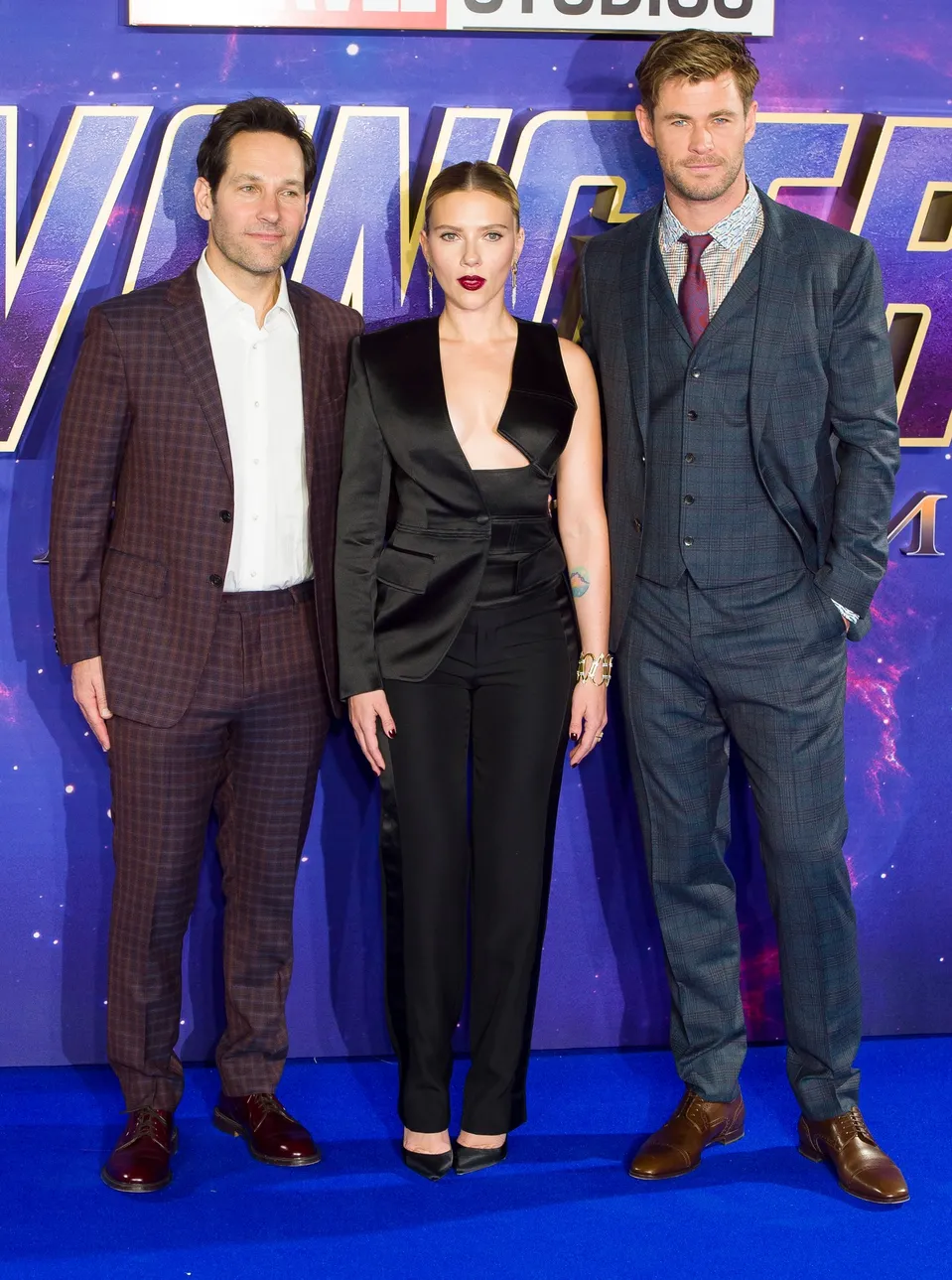 Paul Rudd, Scarlett Johansson a Chris Hemsworth na fanouškovské události k filmu Avengers