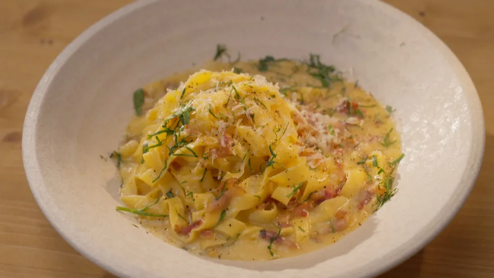 Těstoviny carbonara, fettuccine podle Honzy Punčocháře
