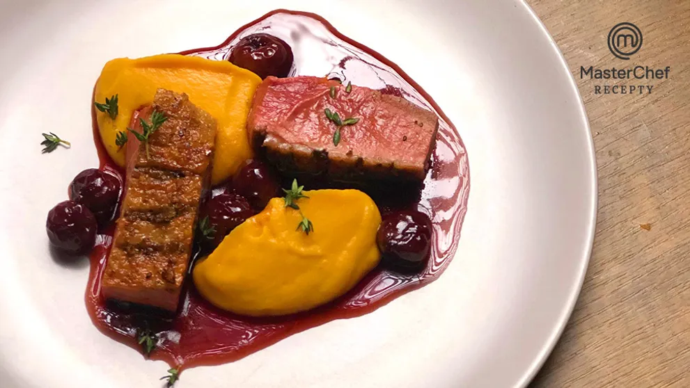 MasterChef recepty: Kachní prso s višňovou omáčkou a batátovým pyré podle Kristíny Nemčkové